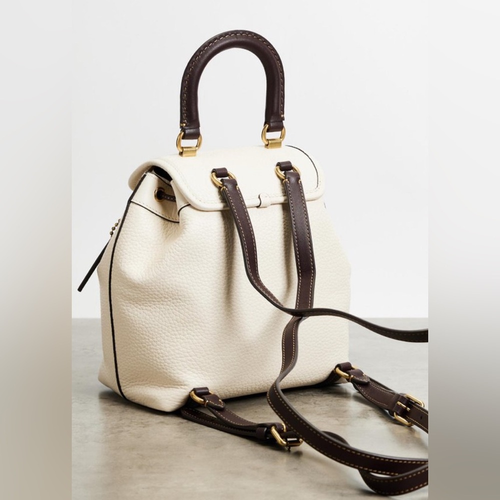 COACH Bag Riya 21 Backpack Chalk White Leather AUTHENTIC NWT-Broken Snap Closure - Picture 13 of 15